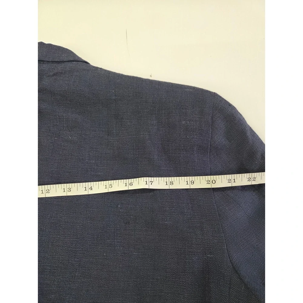 Mosa for Oaktree Mens XL Navy Blue Linen Ramie Blend 3 Button Blazer Jacket